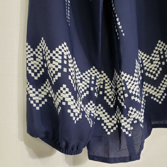 Charming Charlie Womens Blouse Size Medium M Blue Sheer Long Sleeve Tie Neck - Picture 7 of 11